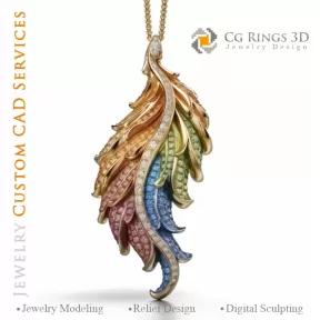 Colgante Helecho con Melodía de Colores - Joyería CAD 3D