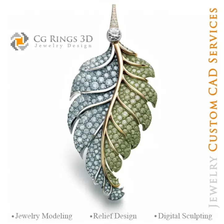 Pendentif Fougère avec Mélodie de Couleurs - Joaillerie 3D CAO