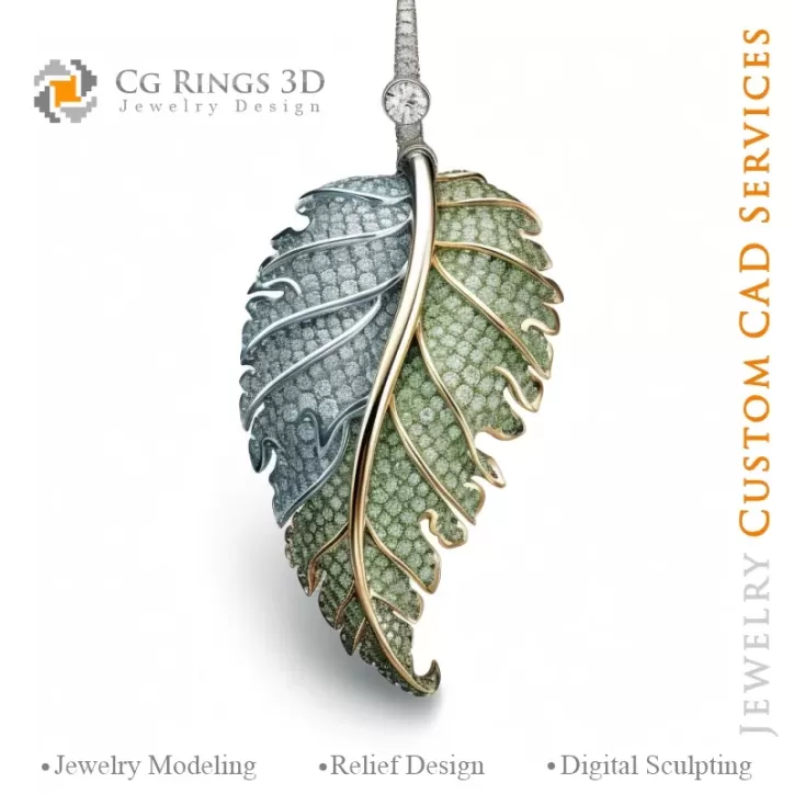 Fern Pendant with Melody of Colours - 3D CAD Jewelry