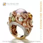 Anillo con perlas y diamantes - Joyería CAD 3D