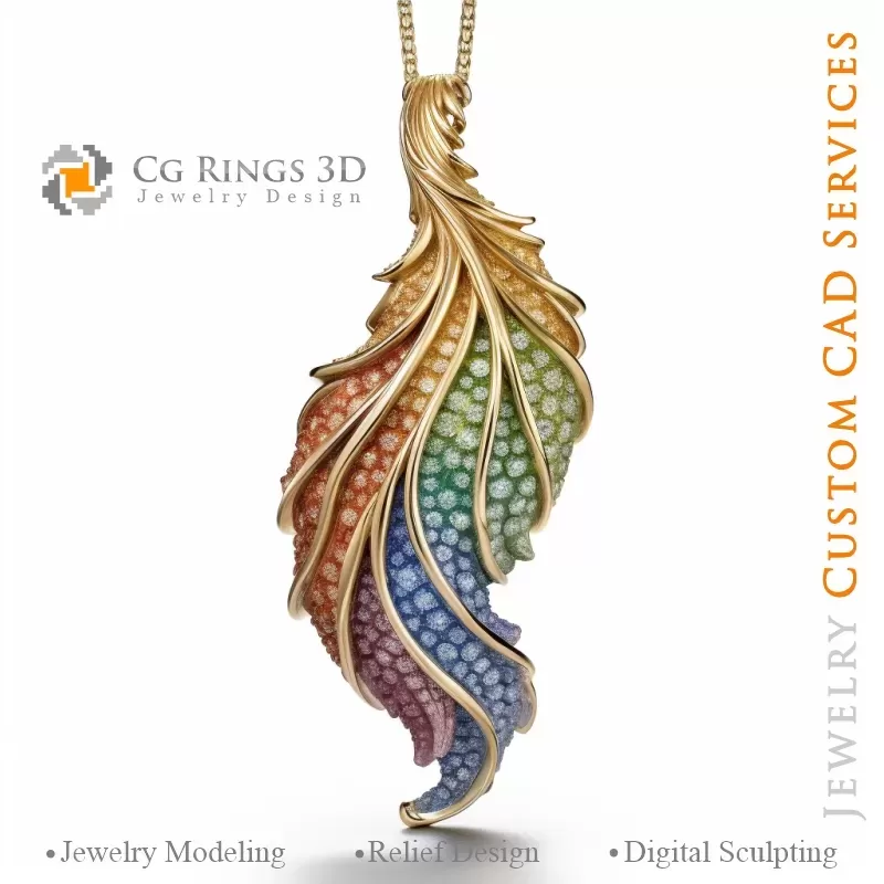 Colgante Helecho con Melodía de Colores - Joyería CAD 3D