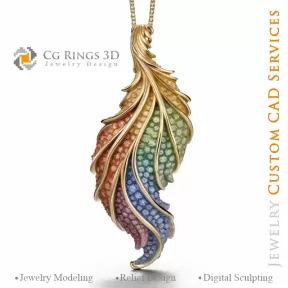Colgante Helecho con Melodía de Colores - Joyería CAD 3D