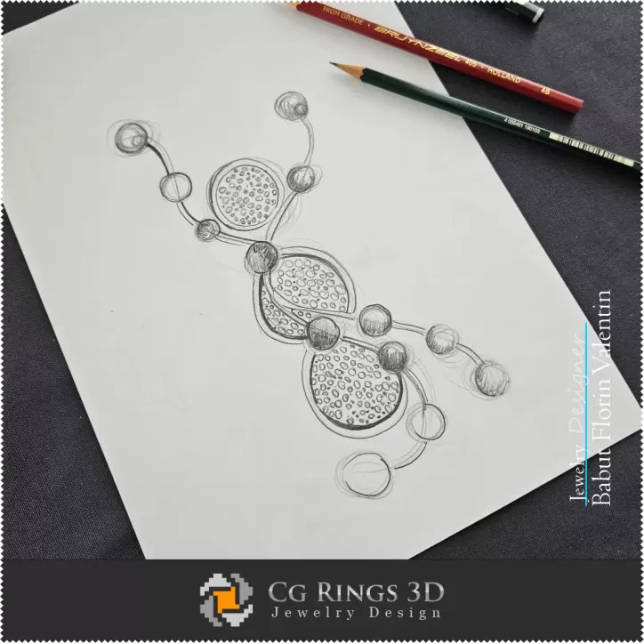 Snowman Brooch Sketch - Design Jewelry