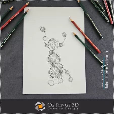 Snowman Brooch Sketch - Design Jewelry