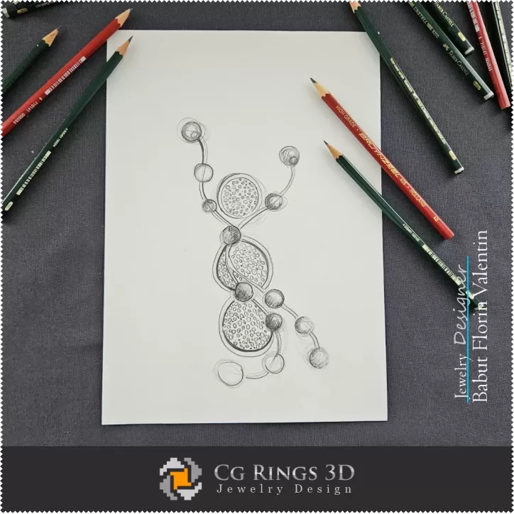 Schneemann-Brosche Skizze - Design Schmuck