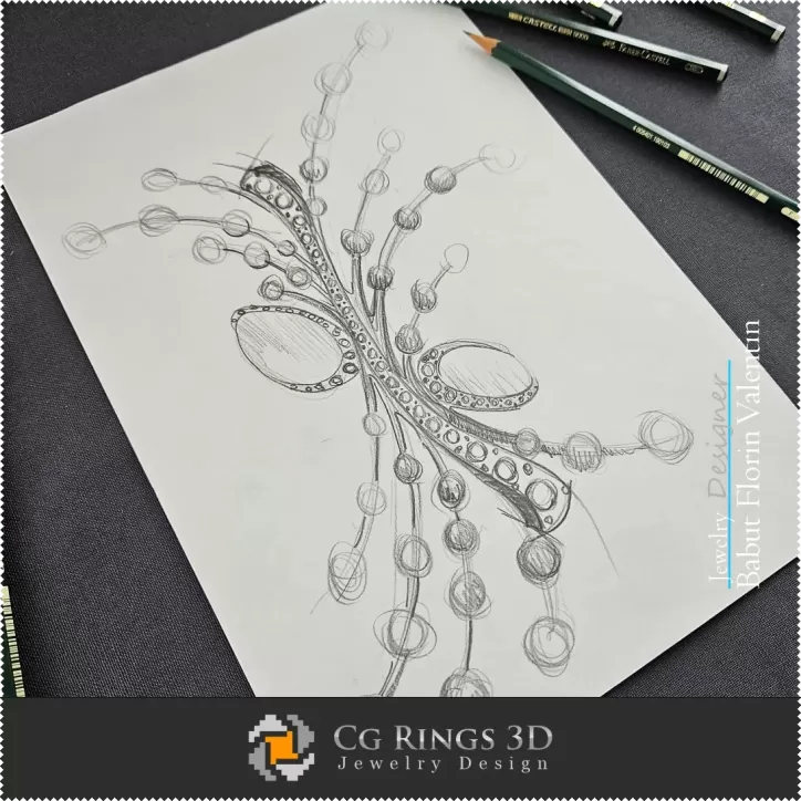 Boceto de broche - Diseño de joyería