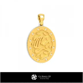 3D Women's Virgo Zodiac Pendant Home, Bijuterii 3D , Pandative 3D CAD, Pandativ cu Zodii 3D