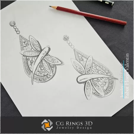 Boceto de Pendientes-Diseño de Joyería