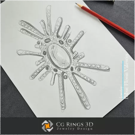 Boceto de Broche - Diseño de Joyas