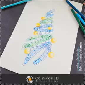 Boceto de Broche de Árbol de Navidad