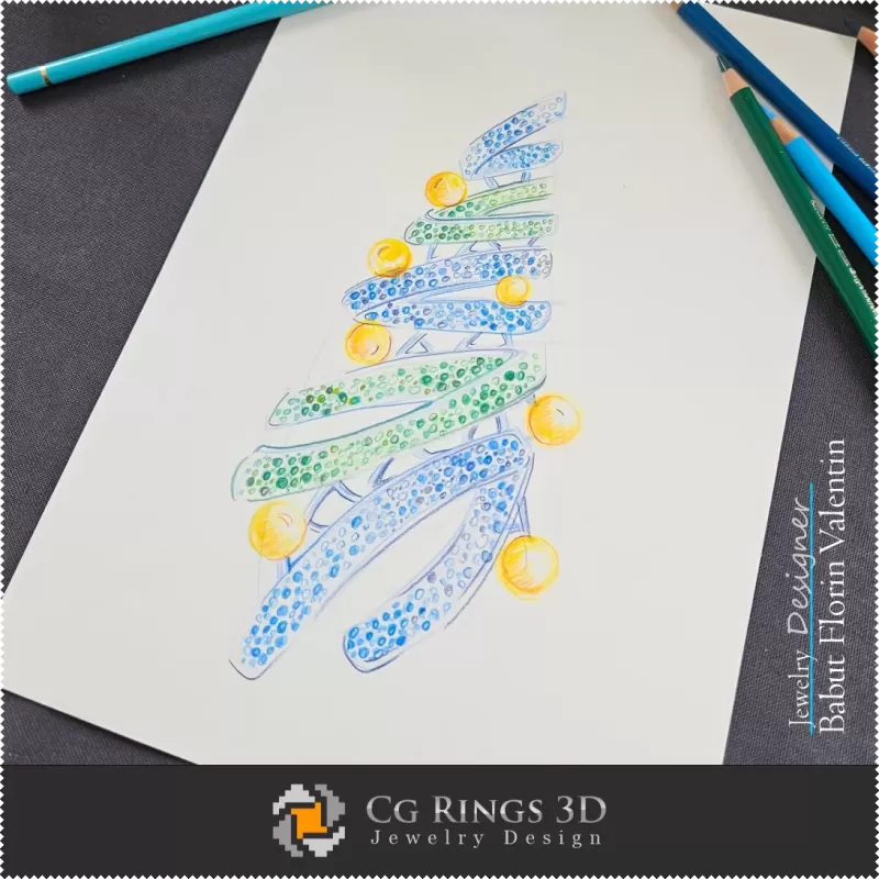 Boceto de Broche de Árbol de Navidad