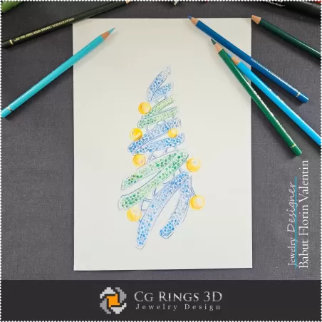 Boceto de Broche de Árbol de Navidad