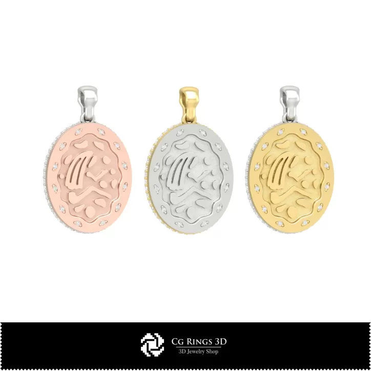 Pendente zodiacale Vergine donna 3D