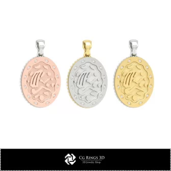 3D Women's Virgo Zodiac Pendant Home, Bijoux 3D CAO, Pendentifs 3D CAO, Pendentifs du Zodiaque 3D