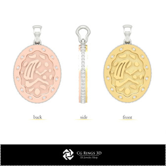 3D Women's Virgo Zodiac Pendant Home, Bijoux 3D CAO, Pendentifs 3D CAO, Pendentifs du Zodiaque 3D