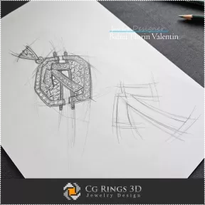 Boceto de Colgante Zodiacal - Diseño de Joyas