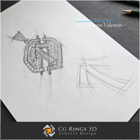 Boceto de Colgante Zodiacal - Diseño de Joyas