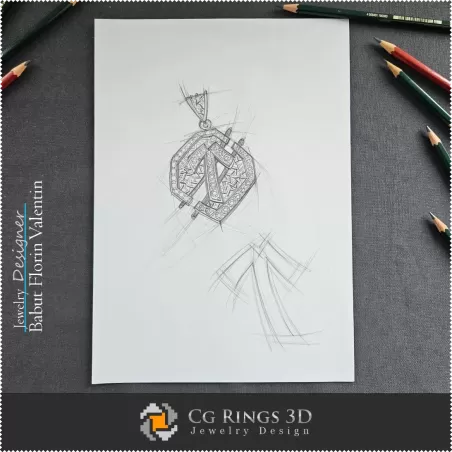 Boceto de Colgante Zodiacal - Diseño de Joyas