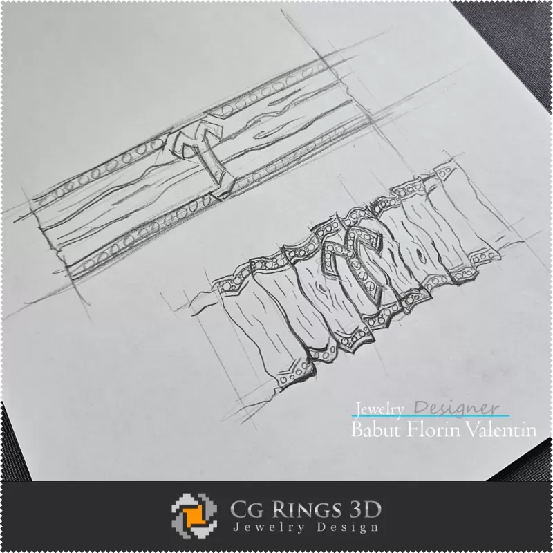 Boceto de Pulsera Zodiacal - Diseño de Joyería