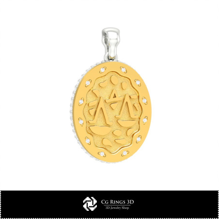 3D Women's Libra Zodiac Pendant Home,  Jewelry 3D CAD, Pendants 3D CAD , 3D Zodiac Pendants