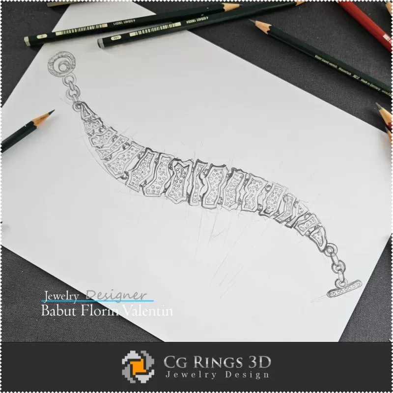 Boceto Pulsera Mihaela - Diseño de Joyería