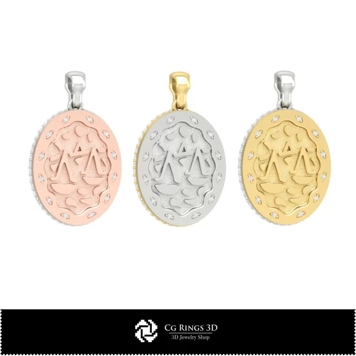 3D Women's Libra Zodiac Pendant