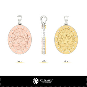 3D Women's Libra Zodiac Pendant Home,  Jewelry 3D CAD, Pendants 3D CAD , 3D Zodiac Pendants