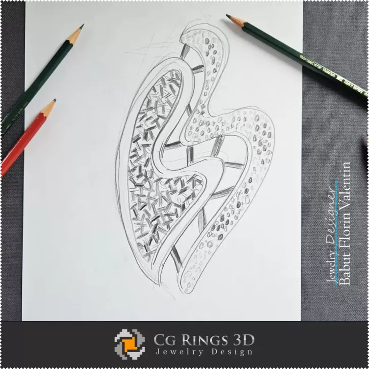 Schizzo Pendente Cuore - Design di Gioielli