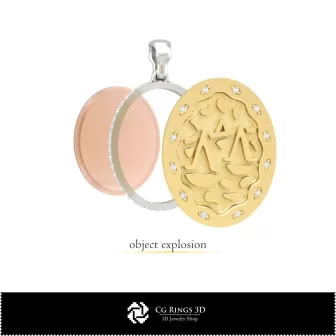 3D Damen Waage Sternzeichen Anhänger Zuhause, Schmuck 3D CAD, Anhänger 3D CAD, 3D Sternzeichen Anhänger