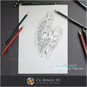 Croquis de Pendentif Coeur-Bijoux Design