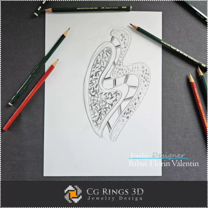 Pendant Sketch Heart-Jewelry Design