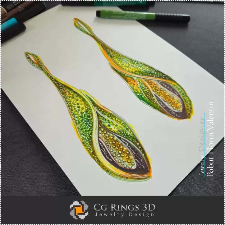 Earrings Sketch-Jewelry Design