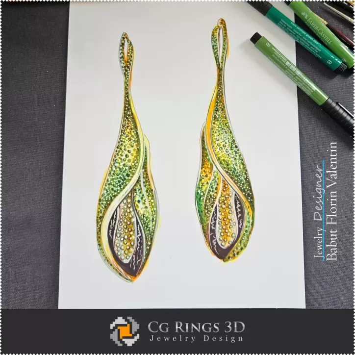 Boceto de Pendientes - Diseño de Joyas