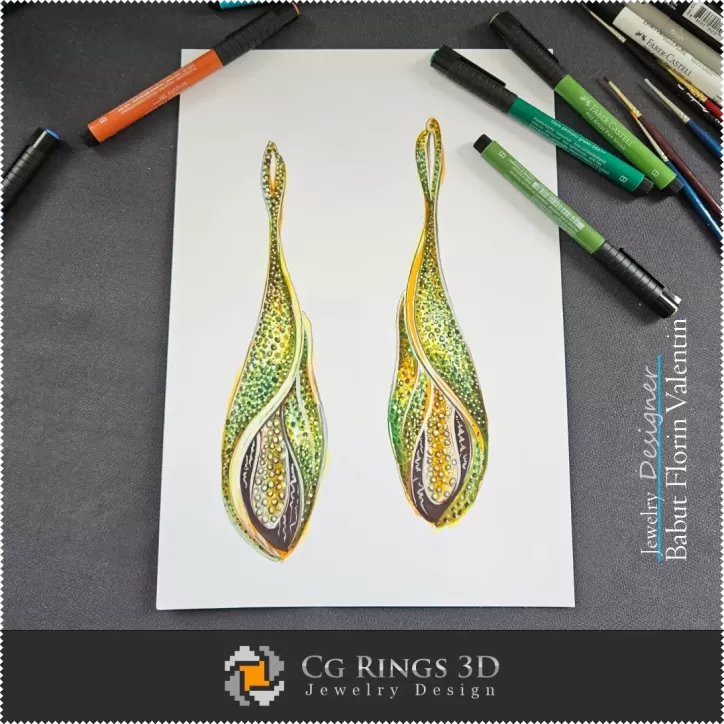 Boucles d'oreilles Croquis-Conception de bijoux