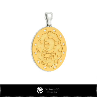 3D Women's Scorpio Zodiac Pendant Home,  Jewelry 3D CAD, Pendants 3D CAD , 3D Zodiac Pendants