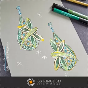 Boucles d'oreilles Croquis - Conception de Joaillerie