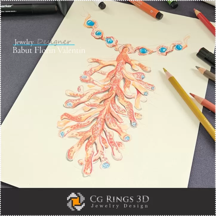 Coral Pendant Sketch - Jewelry Design