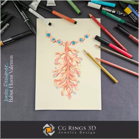 Coral Pendant Sketch - Jewelry Design