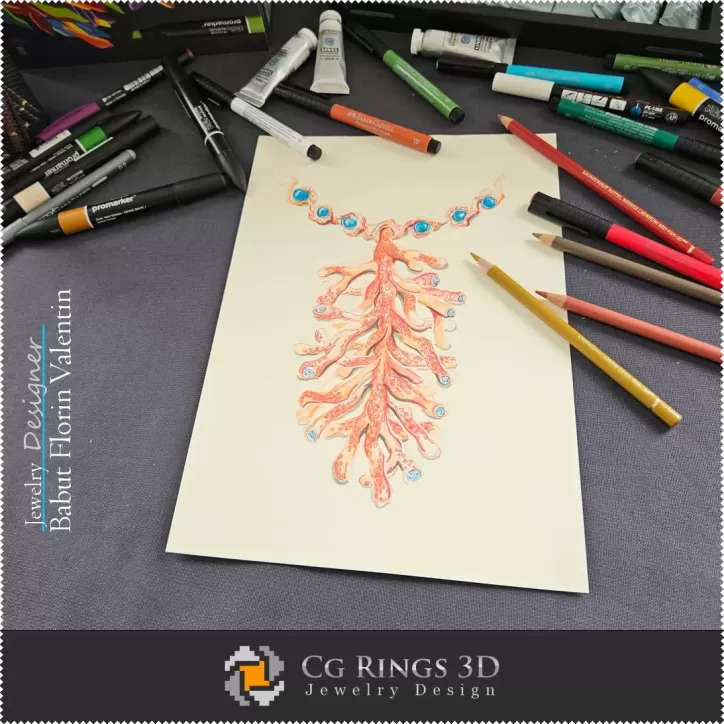 Coral Pendant Sketch - Jewelry Design