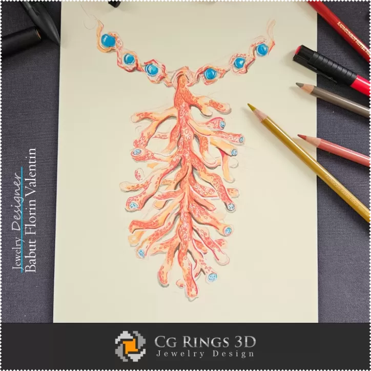 Coral Pendant Sketch - Jewelry Design