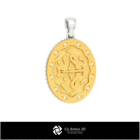 3D Women's Sagittarius Zodiac Pendant Home, Bijoux 3D CAO, Pendentifs 3D CAO, Pendentifs du Zodiaque 3D