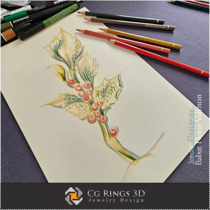 Boceto de broche - Diseño de joyería