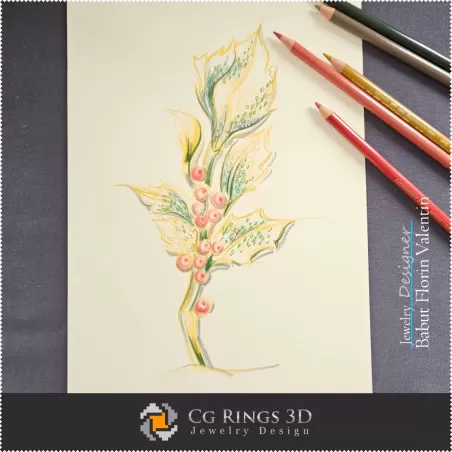 Boceto de broche - Diseño de joyería