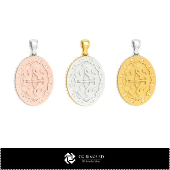 3D Women's Sagittarius Zodiac Pendant Home, Bijoux 3D CAO, Pendentifs 3D CAO, Pendentifs du Zodiaque 3D