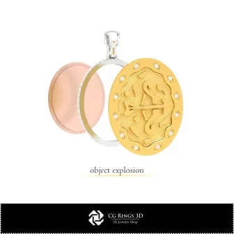 Pendentif 3D Femme Sagittaire Zodiaque Maison, Bijoux 3D DAO, Pendentifs 3D DAO, Pendentifs Zodiaque 3D