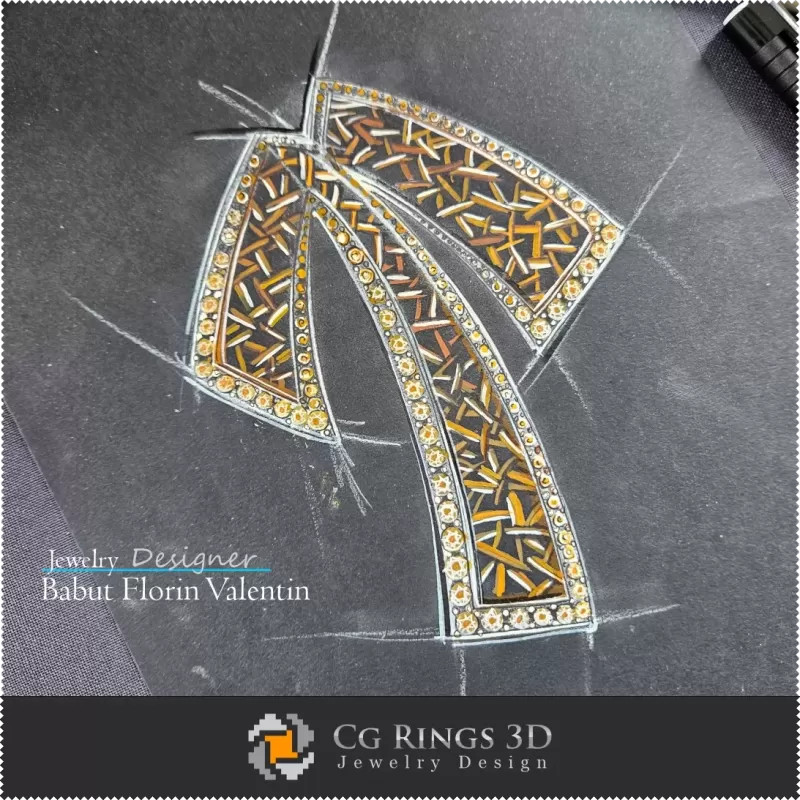 白羊座星座吊坠草图-珠宝设计