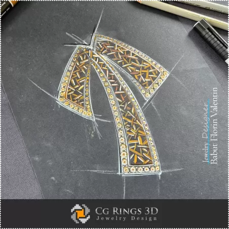 白羊座星座吊坠草图-珠宝设计