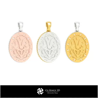 Colgante 3D Capricornio para Mujer, Decoración del Hogar, Joyería 3D CAD, Colgantes 3D CAD, Colgantes Zodiacales 3D