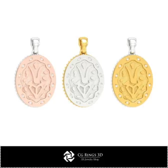 Pendentif Capricorne féminin 3D, bijoux DAO 3D, pendentifs DAO 3D, pendentifs zodiacaux 3D