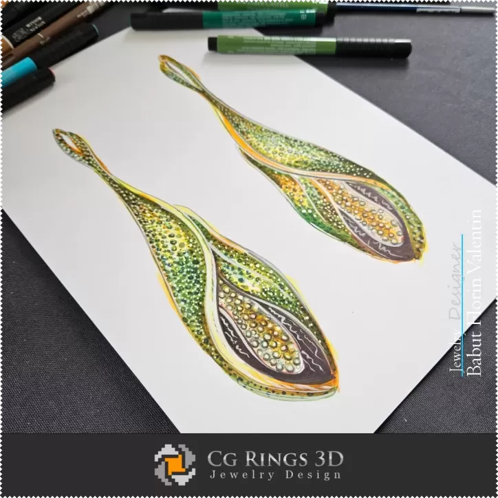 Earrings Sketch-Jewelry Design